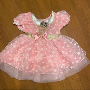 Disney Minnie Mouse Pink Girly Polka Dot Princess Dress Tulle Hearts Bows 6-12M